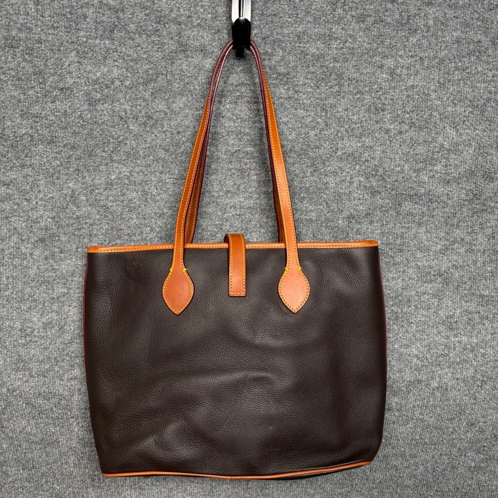 Dooney & Bourke Large Tote Shoulder Bag Brown Leather Top Handle Inner Pockets - Picture 5 of 13